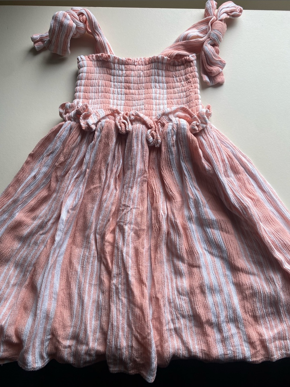 Jessica Simpson Pink and White Striped Tie-Shoulder Sundress